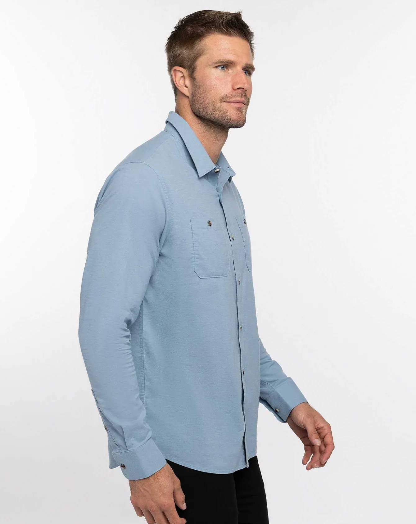 Cloud Flannel Button-Up
