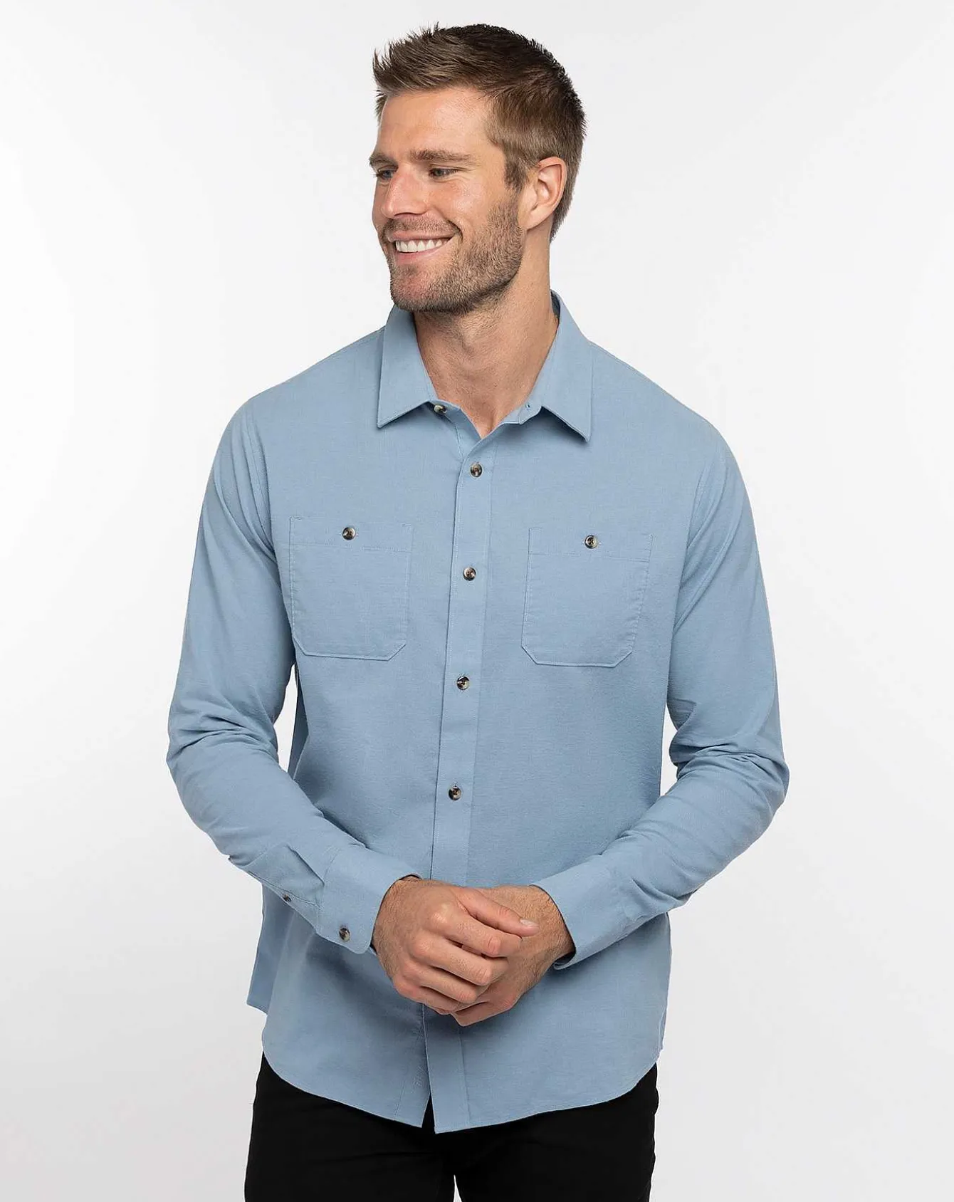 Cloud Flannel Button-Up