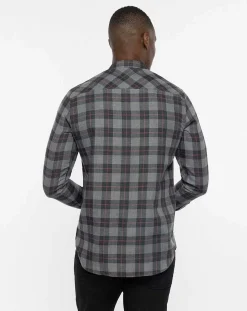 Cloud Flannel Plaid Button-Up