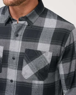 Cloud Flannel Plaid Button-Up