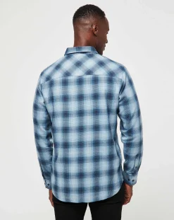 Cloud Flannel Plaid Button-Up