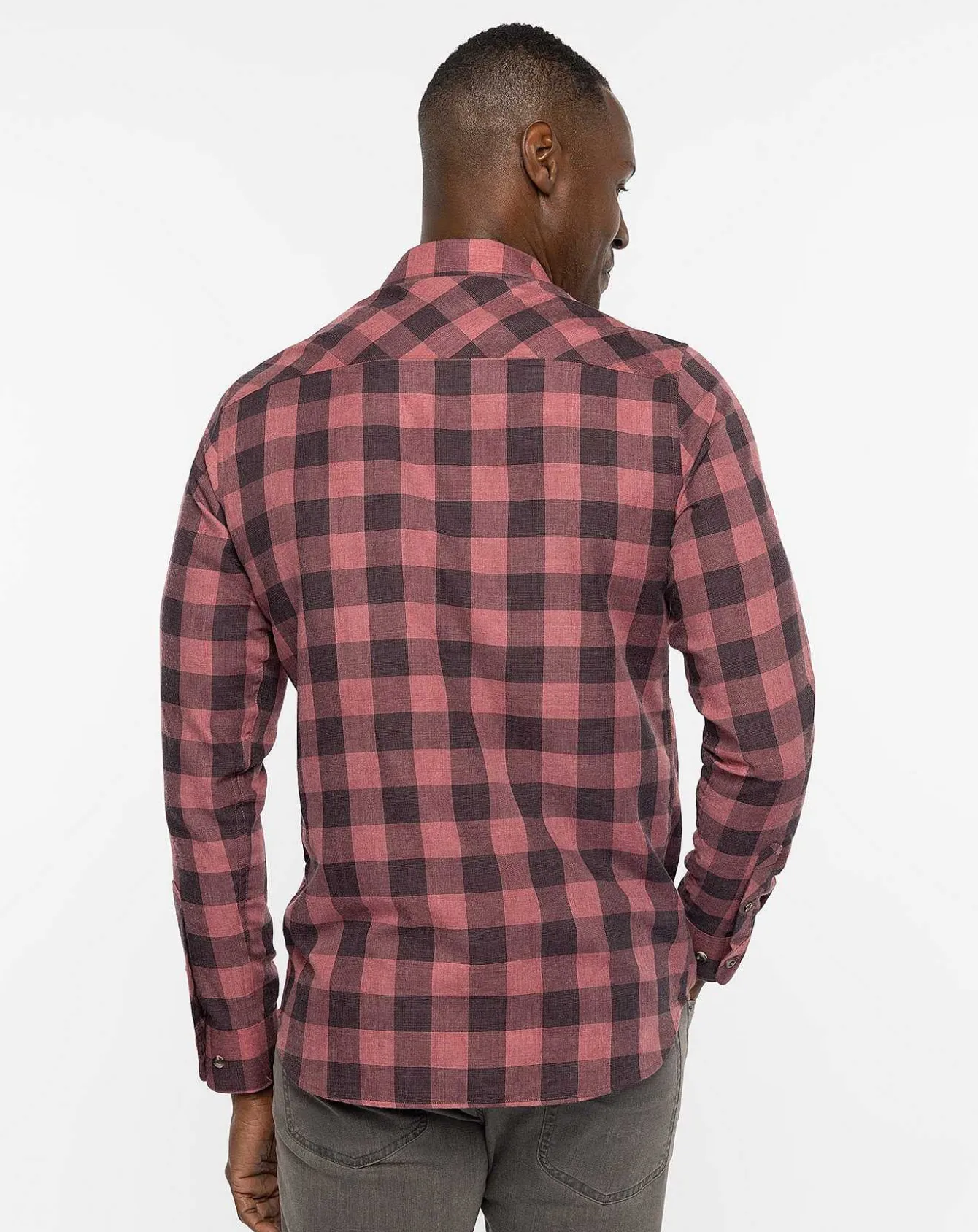 Cloud Flannel Plaid Button-Up