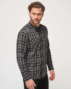 Cloud Flannel Plaid Button-Up